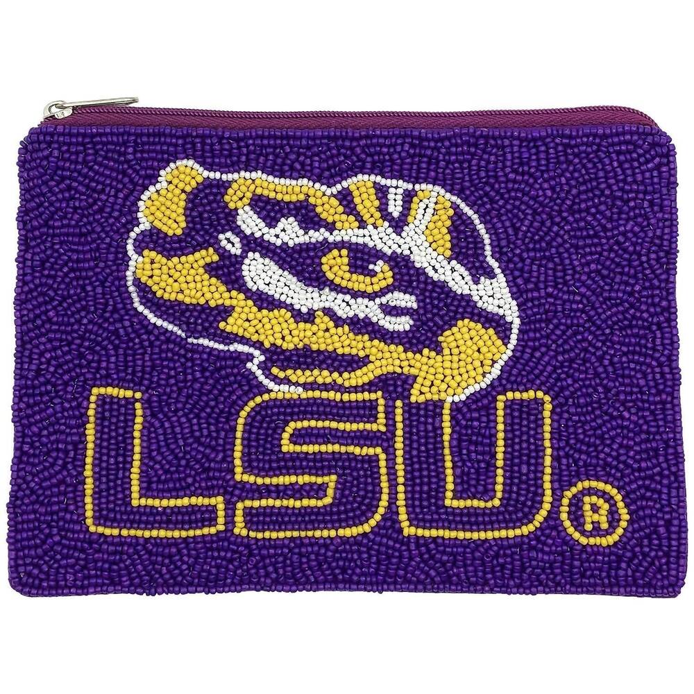 NEW LA CHIC DESIGNS women's lsu tiger eye beaded coin purse in purple